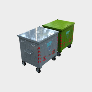 1100 LT Metal Galvanized Waste Container