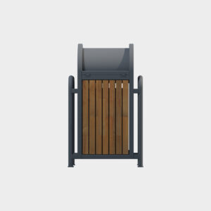 Dome-Top Wooden Trash Bin
