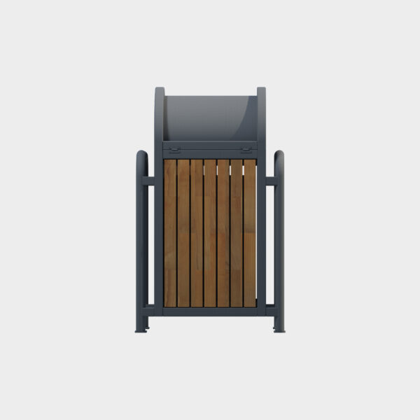 Dome-Top Wooden Trash Bin