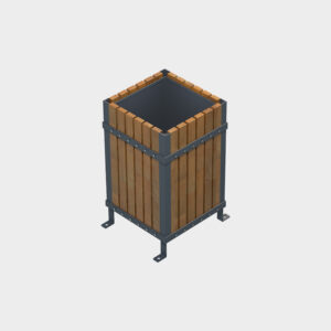 Wooden Square Garden Type Trash Can