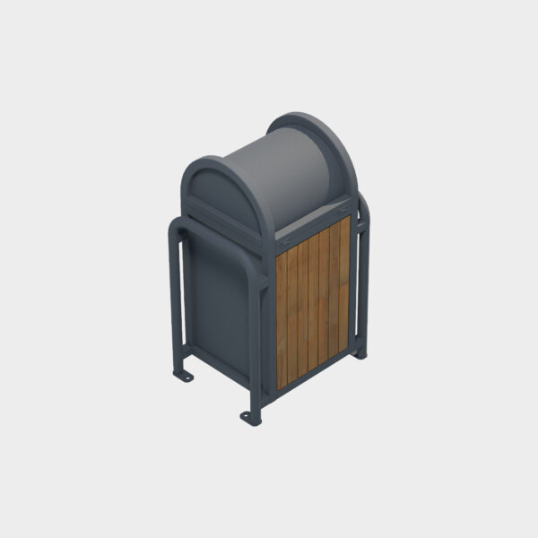 Dome-Top Wooden Trash Bin