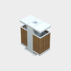 Double Wooden Trash Can