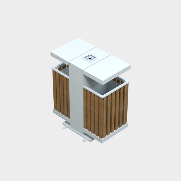 Double Wooden Trash Can