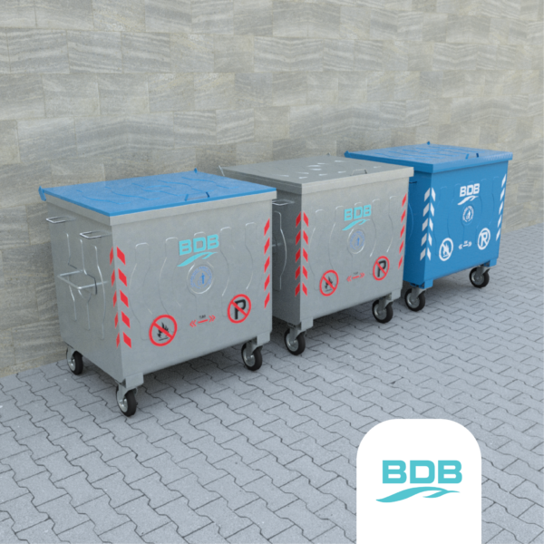 1100 LT Metal Galvaniz Çöp Konteyneri
