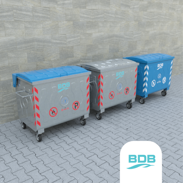 770 LT Damper Kapak Metal Galvaniz Çöp Konteyneri