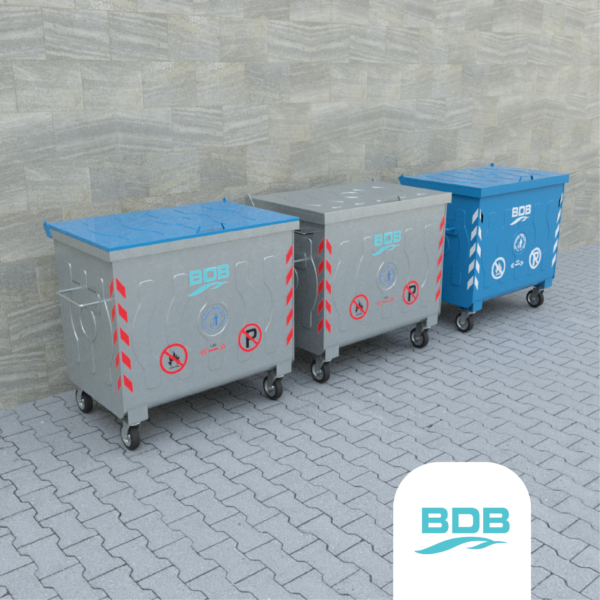 770 LT Metal Galvaniz Çöp Konteyneri