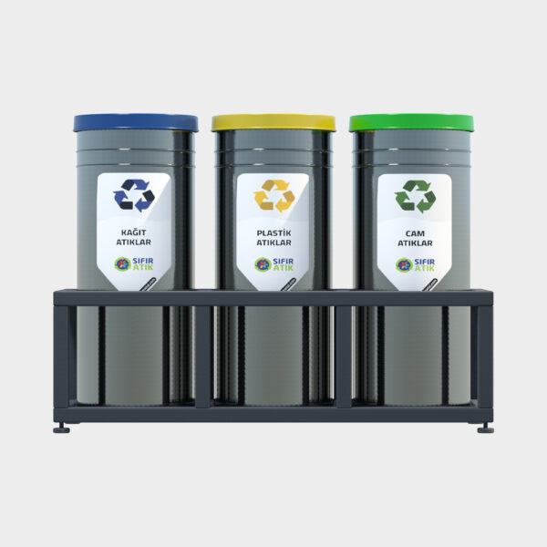Cylinder Type Recycling Bin - 3 Piece Set