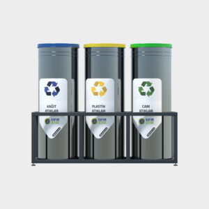 Cylinder Type Recycling Bin - 3 Piece Set