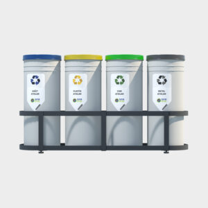 Cylinder Type Recycling Bin – 4 Piece Set
