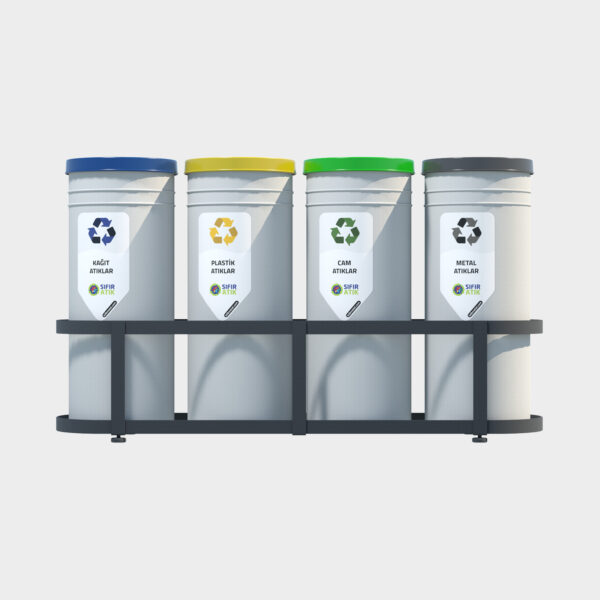 Cylinder Type Recycling Bin – 4 Piece Set