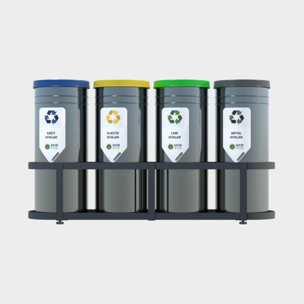Cylinder Type Recycling Bin – 4 Piece Set