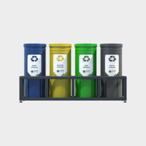 Cylinder Type Recycling Bin - 4 Piece Set