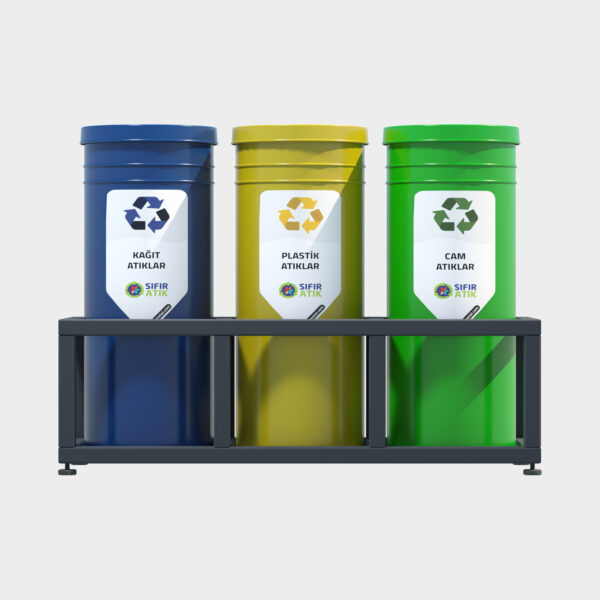 Cylinder Type Recycling Bin - 3 Piece Set