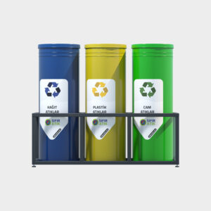 Cylinder Type Recycling Bin - 3 Piece Set