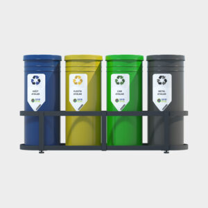 Cylinder Type Recycling Bin – 4 Piece Set