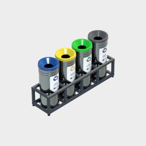 Cylinder Type Recycling Bin - 4 Piece Set