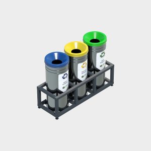 Cylinder Type Recycling Bin - 3 Piece Set