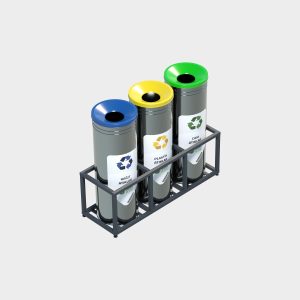 Cylinder Type Recycling Bin - 3 Piece Set