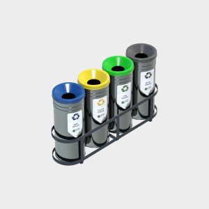 Cylinder Type Recycling Bin - 4 Piece Set