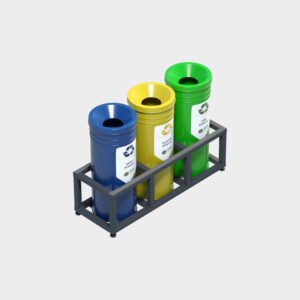 Cylinder Type Recycling Bin - 3 Piece Set
