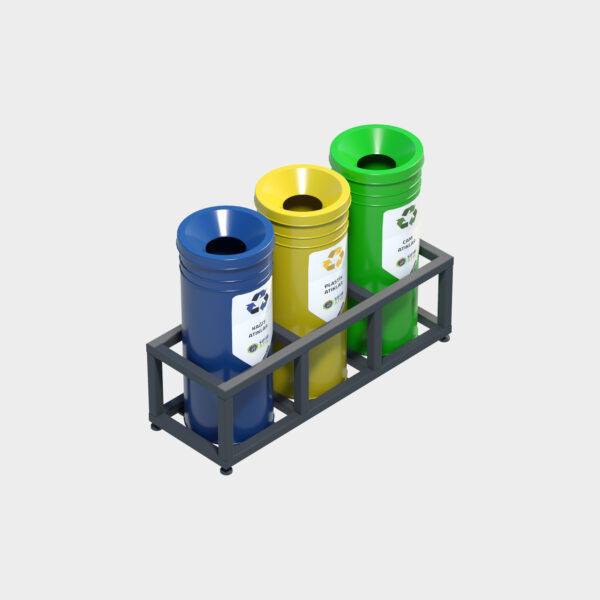 Cylinder Type Recycling Bin - 3 Piece Set
