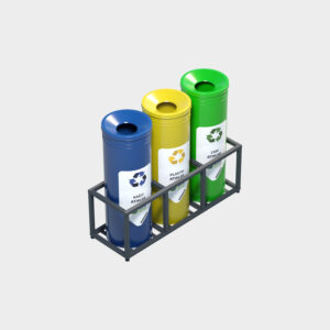 Cylinder Type Recycling Bin - 3 Piece Set