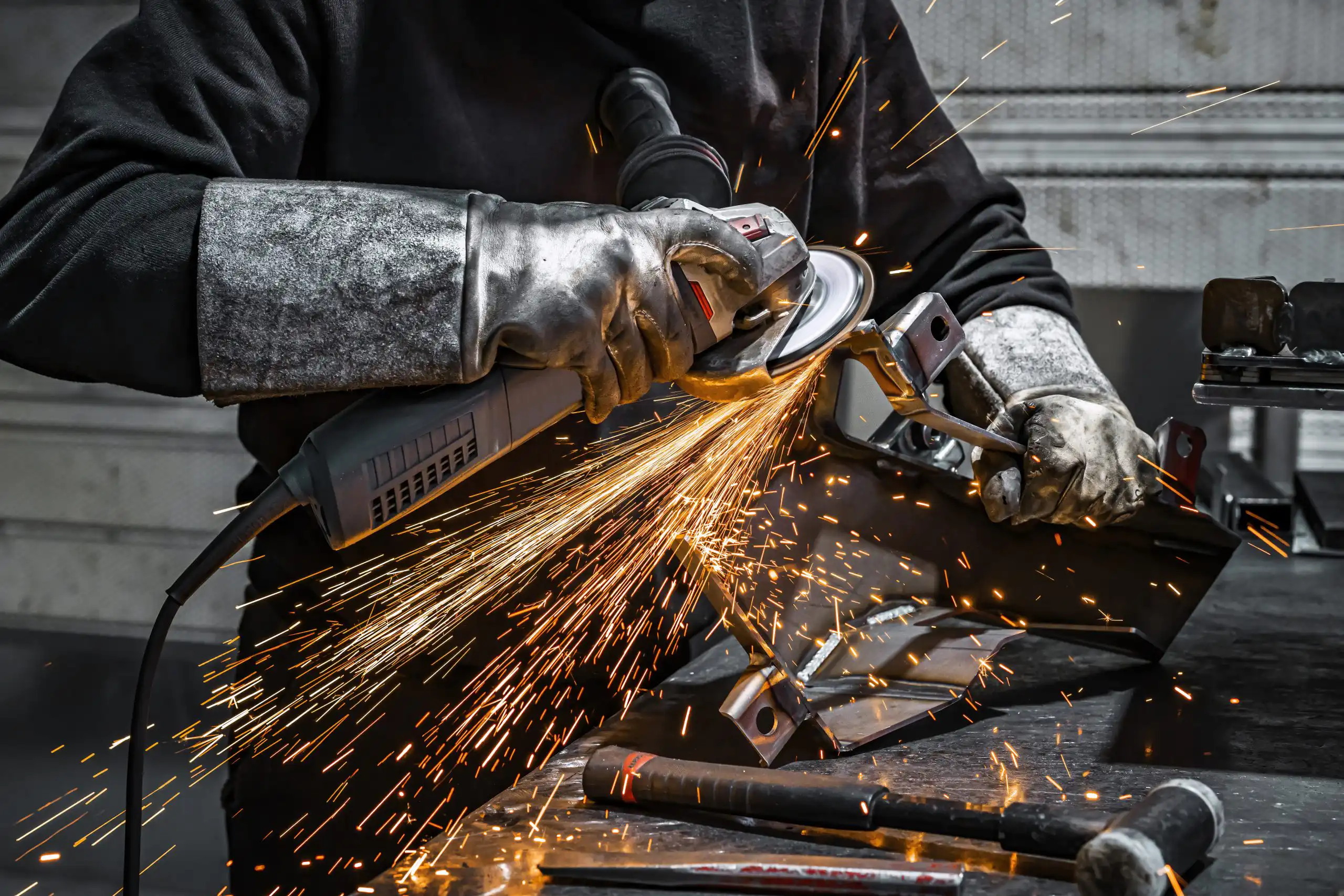 view worker grinding piece metal scaled copy