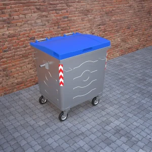 1100 LT Tray-Type Metal Galvanized Waste Container with Plastic Lid