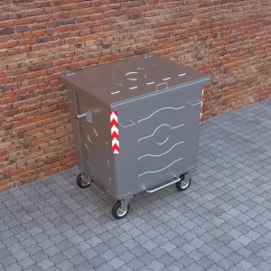 1100 LT Tray-Type Galvanized Metal Waste Container with Metal Lid 9 1 2 2