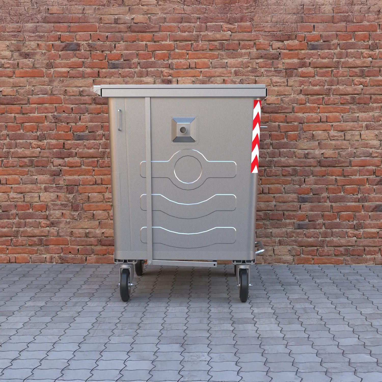 1100 LT Tray-Type Galvanized Metal Waste Container with Metal Lid 2 1 5 2