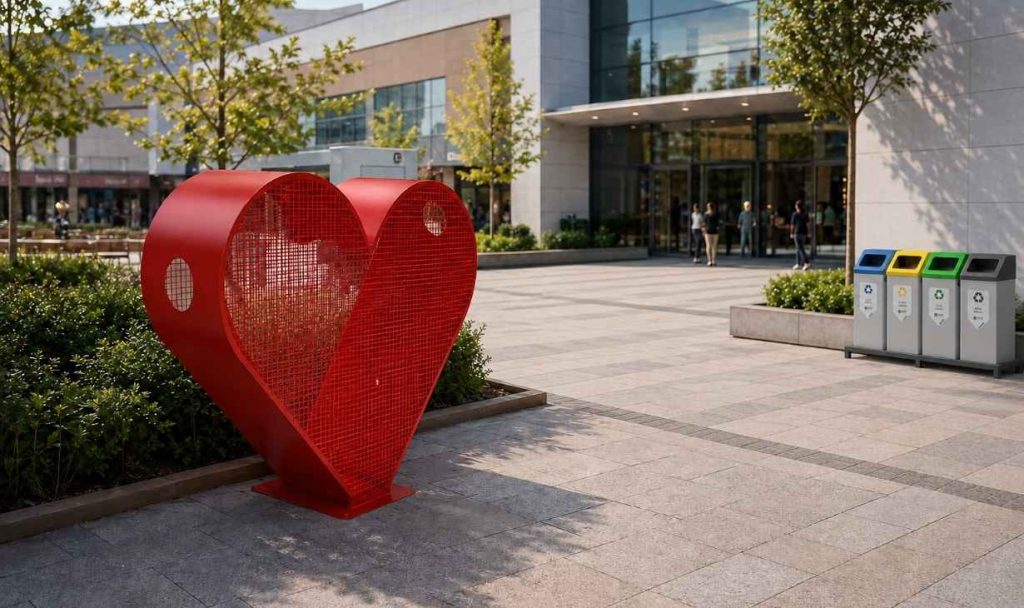 avm bahçesi için şık plastik şise geri dönüşüm atık kutusu