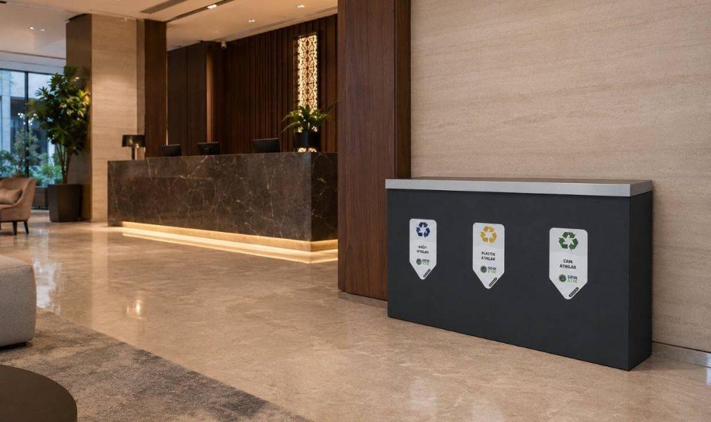 otel resepsiyonu için sıfır atık kutuları