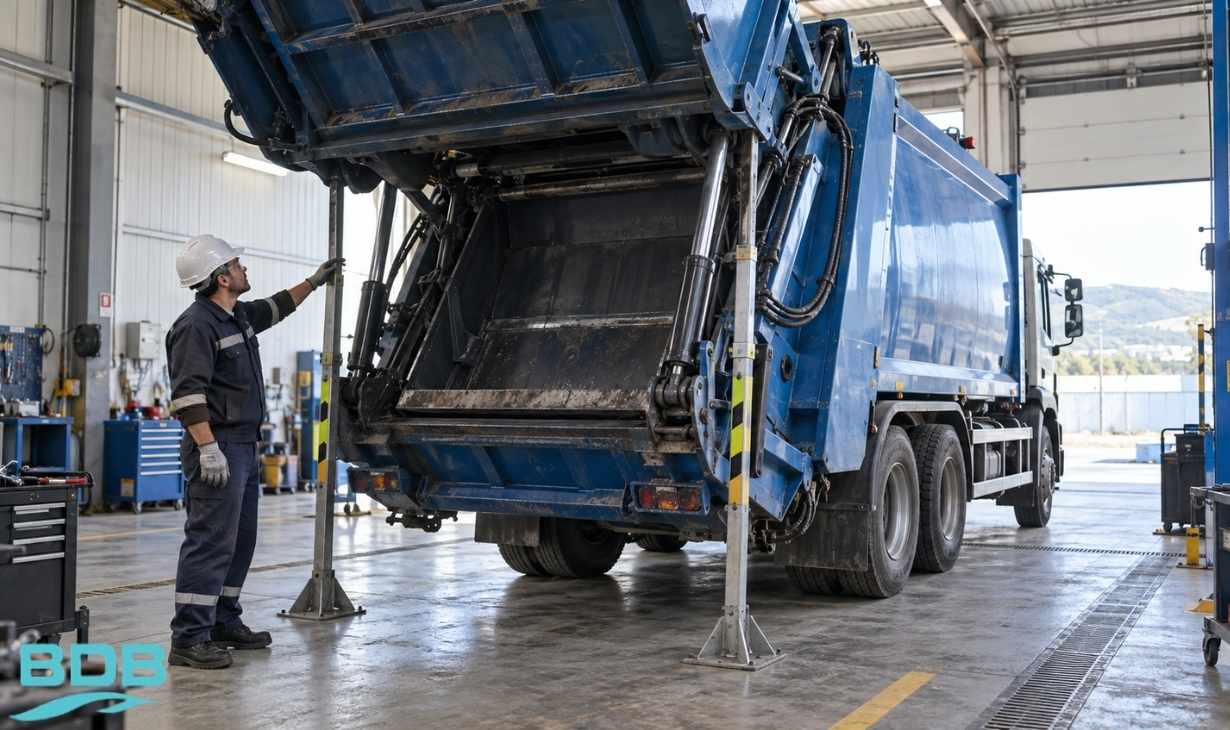 çöp kamyonu kasası hidrolik arka kapak kontrolü